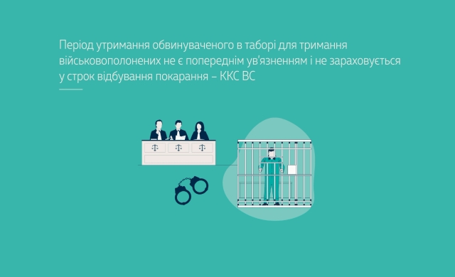 Період утримання обвинуваченого в таборі для тримання військовополонених не є попереднім ув’язненням і не зараховується у строк відбування покарання – ККС ВС