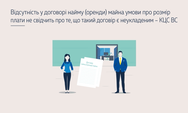 Відсутність у договорі найму (оренди) майна умови про розмір плати не свідчить про те, що такий договір є неукладеним – КЦС ВС